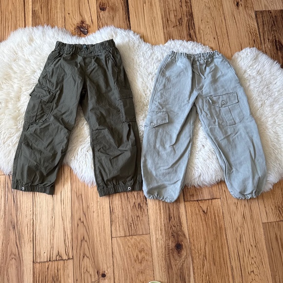 Casual Cargo and Parachute Pants Set in Sage and Olive Size 6 Zara and GAP - Picture 1 of 5